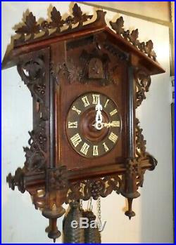 Stunning Rare Antique German Black Forest Gk Bahnhausle Railroad Cuckoo Clock Collection Antique Used