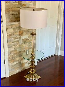 Vintage Mid Century Brass Stiffel Floor, Vintage Brass Floor Lamp With Glass Table