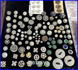 1.5 LBS VINTAGE Rhinestone Buttons Multi Color MIXED VARIETY Lot CRAFT Antique
