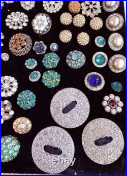 1.5 LBS VINTAGE Rhinestone Buttons Multi Color MIXED VARIETY Lot CRAFT Antique