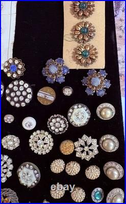 1.5 LBS VINTAGE Rhinestone Buttons Multi Color MIXED VARIETY Lot CRAFT Antique