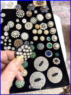 1.5 LBS VINTAGE Rhinestone Buttons Multi Color MIXED VARIETY Lot CRAFT Antique