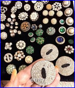 1.5 LBS VINTAGE Rhinestone Buttons Multi Color MIXED VARIETY Lot CRAFT Antique
