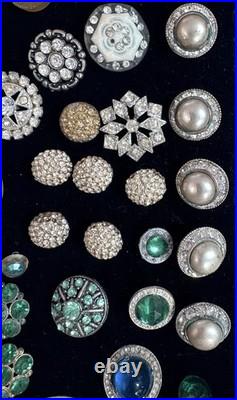 1.5 LBS VINTAGE Rhinestone Buttons Multi Color MIXED VARIETY Lot CRAFT Antique