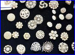 1.5 LBS VINTAGE Rhinestone Buttons Multi Color MIXED VARIETY Lot CRAFT Antique