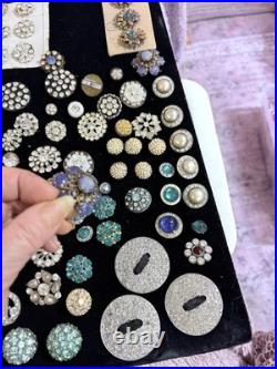 1.5 LBS VINTAGE Rhinestone Buttons Multi Color MIXED VARIETY Lot CRAFT Antique