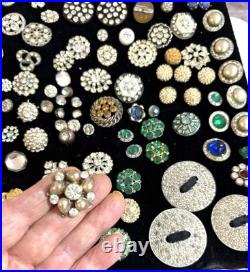 1.5 LBS VINTAGE Rhinestone Buttons Multi Color MIXED VARIETY Lot CRAFT Antique