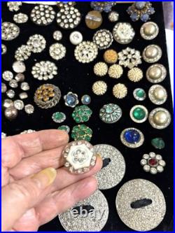 1.5 LBS VINTAGE Rhinestone Buttons Multi Color MIXED VARIETY Lot CRAFT Antique