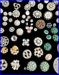 1.5 LBS VINTAGE Rhinestone Buttons Multi Color MIXED VARIETY Lot CRAFT Antique