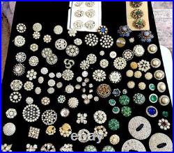 1.5 LBS VINTAGE Rhinestone Buttons Multi Color MIXED VARIETY Lot CRAFT Antique