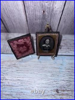 1/9th Plate Daguerreotype Of Beautiful Woman, Mid 1800's, Separated Case