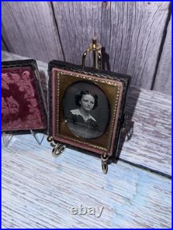 1/9th Plate Daguerreotype Of Beautiful Woman, Mid 1800's, Separated Case