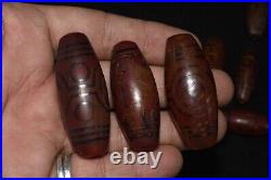 11 Antique Old Central Asian Etched Carnelian dZi Bead with Multiple Eyes