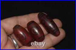 11 Antique Old Central Asian Etched Carnelian dZi Bead with Multiple Eyes