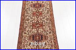 12' 6 x 2' 6 Excellent Hand-Knotted Antique Collectible Beige Tribal Runner Ru