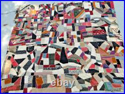 1800's STUNNING Antique Crazy Velvet Quilt Lots of Embroidery & Appliqué