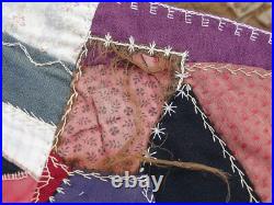 1800's STUNNING Antique Crazy Velvet Quilt Lots of Embroidery & Appliqué