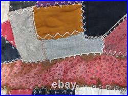 1800's STUNNING Antique Crazy Velvet Quilt Lots of Embroidery & Appliqué