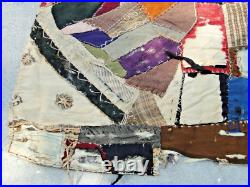 1800's STUNNING Antique Crazy Velvet Quilt Lots of Embroidery & Appliqué