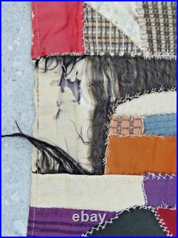 1800's STUNNING Antique Crazy Velvet Quilt Lots of Embroidery & Appliqué