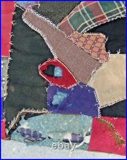 1800's STUNNING Antique Crazy Velvet Quilt Lots of Embroidery & Appliqué