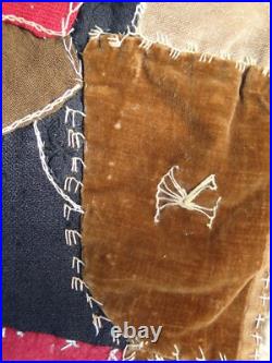 1800's STUNNING Antique Crazy Velvet Quilt Lots of Embroidery & Appliqué