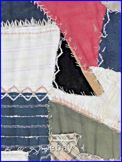 1800's STUNNING Antique Crazy Velvet Quilt Lots of Embroidery & Appliqué