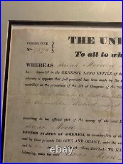 1837 Antique Van Buren Presidential Land Grant for 40 acres in Zanesville, Ohio