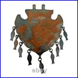 1850's Old Antique Vintage Beautiful Two Peacock Embossed Rare Copper Pendant