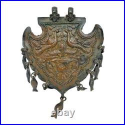 1850's Old Antique Vintage Beautiful Two Peacock Embossed Rare Copper Pendant
