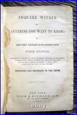 1858 ANTIQUE COOKBOOK Vintage Cookery HOME House FARM Healing RECIPES Etiquette