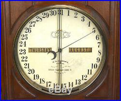 1874 Antique Ithaca No. 2 Regualator Hanging Bank Perpetual Calendar Wall Clock