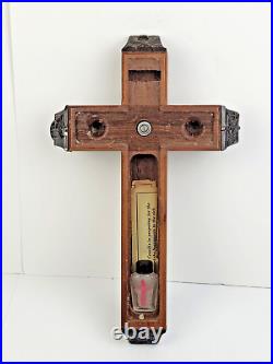 1910-1920s INRI Crucifix Cross Wood LAST RITES Secret Compartment RARE