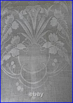 1920's Antique Art Deco Damask Linen Show Towel with Long Fringes B261