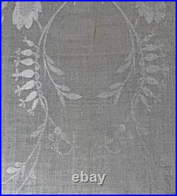 1920's Antique Art Deco Damask Linen Show Towel with Long Fringes B261