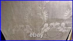 1920's Antique Art Deco Damask Linen Show Towel with Long Fringes B261