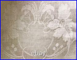 1920's Antique Art Deco Damask Linen Show Towel with Long Fringes B261