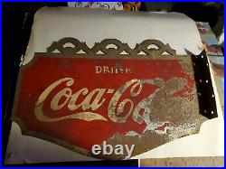 1934 Coca Cola Coke Antique Flange Sign Vintage Soda Pop Advertising Double Side