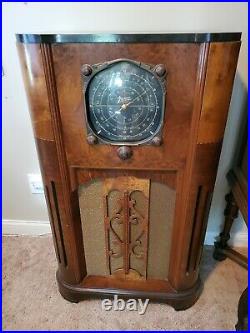 1936 Zenith 12-U-159 12 Tube Floor Antique Radio with Color Dial Working