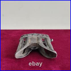 19c Antique Grid Cut Handwork Silver Sword Sheath Locket Original 55 Grams M806