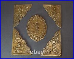 19c. Antiques Imperial Romanov Holy Bible Book Bronze Binding Jesus Resurrection
