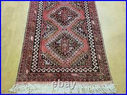 2' 5 X 9' Vintage Handmade Bokhara Red Turkoman Pakistani Wool Runner Rug