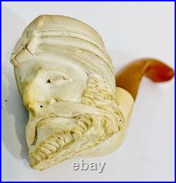 2 Vintage Meerschaum Tobacco Pipe Lot Sultan Head Bakelite Stem Antique Carved