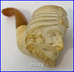 2 Vintage Meerschaum Tobacco Pipe Lot Sultan Head Bakelite Stem Antique Carved