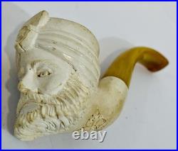 2 Vintage Meerschaum Tobacco Pipe Lot Sultan Head Bakelite Stem Antique Carved