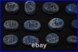 20 Large Ancient Greek & Sasanian Lapis Lazuli Stone Intaglio Seal Beads