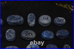 20 Large Ancient Greek & Sasanian Lapis Lazuli Stone Intaglio Seal Beads