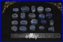 20 Large Ancient Greek & Sasanian Lapis Lazuli Stone Intaglio Seal Beads