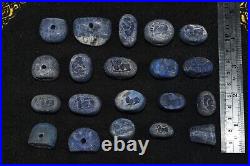 20 Large Ancient Greek & Sasanian Lapis Lazuli Stone Intaglio Seal Beads