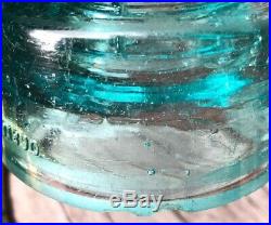 269 Aqua JUMBO Antique Glass Trolly Insulator RARE